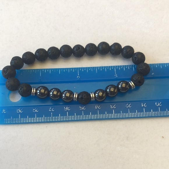 Unisex Two “Kratos “ Black Lava and Hematite Healing Stretch Bracelets - Picture 8 of 9